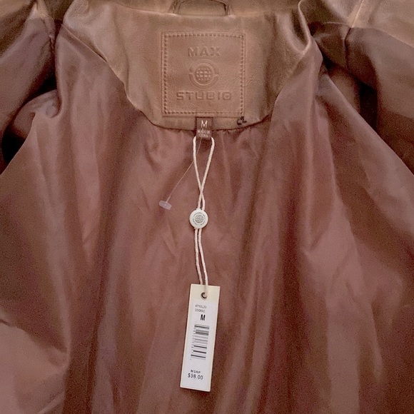 Max Studio Cognac Moto Jacket Medium - Picture 5 of 6